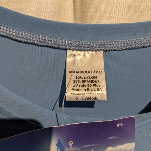 Swimsuit Dress Lettuce Hemline and wrists. NWT. Snag in front fabric. A2 - Picture 3 of 8